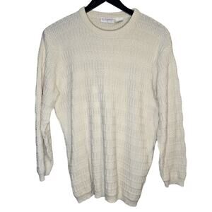 Elisabeth/Liz Claiborne 2 Off-white/Cream 100% Cotton Cable Knit Sweater [0216]